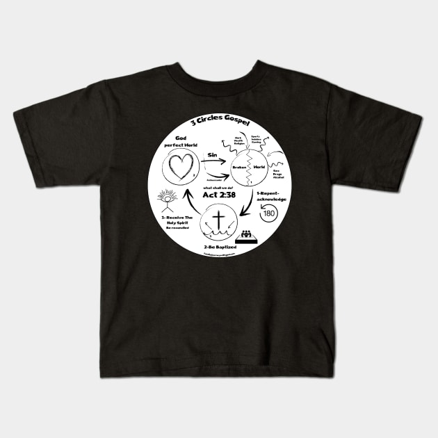 Three 3 Circles Gospel BLACK LETTERING NEW Kids T-Shirt by Family journey with God